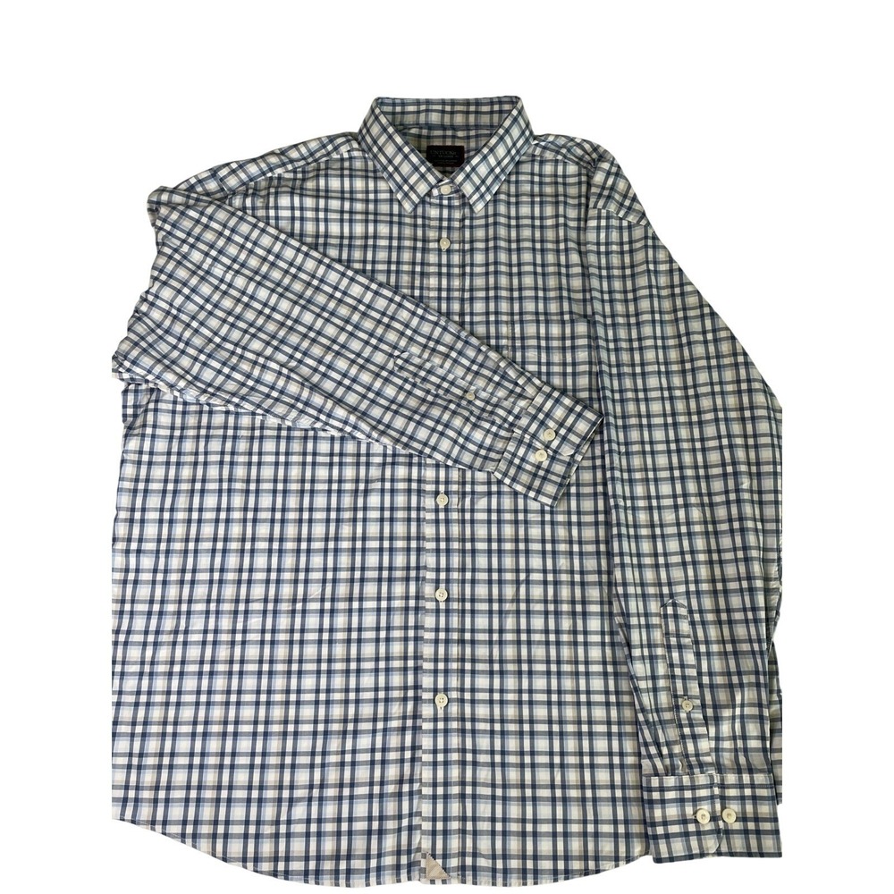 UNTUCKit Mens XXL Blue White Plaid Performance Button Down Shirt Long Slv